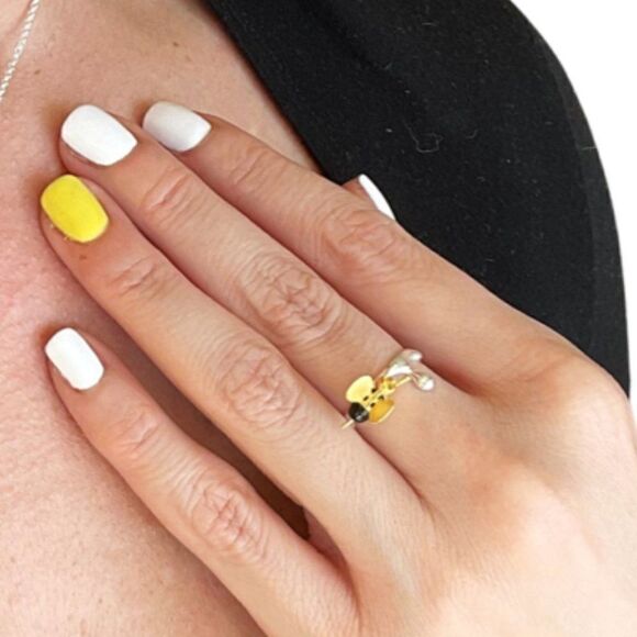 Nwot, solid sterling Bee and Honey ring with 22 K gold applied accents, sz 7 - Picture 10 of 10